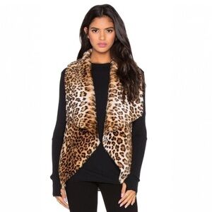 Velvet by Graham & Spencer Leopard Faux Fur Vest in Brown/Black/Cream